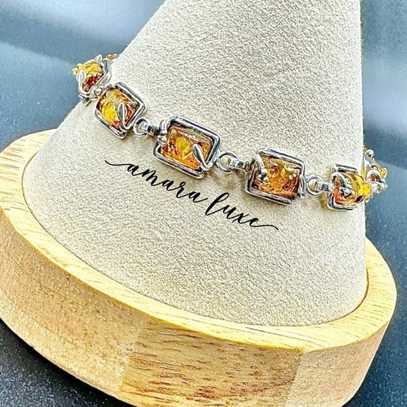 Citrine Amber 925 bracelet - Picture 4 of 6